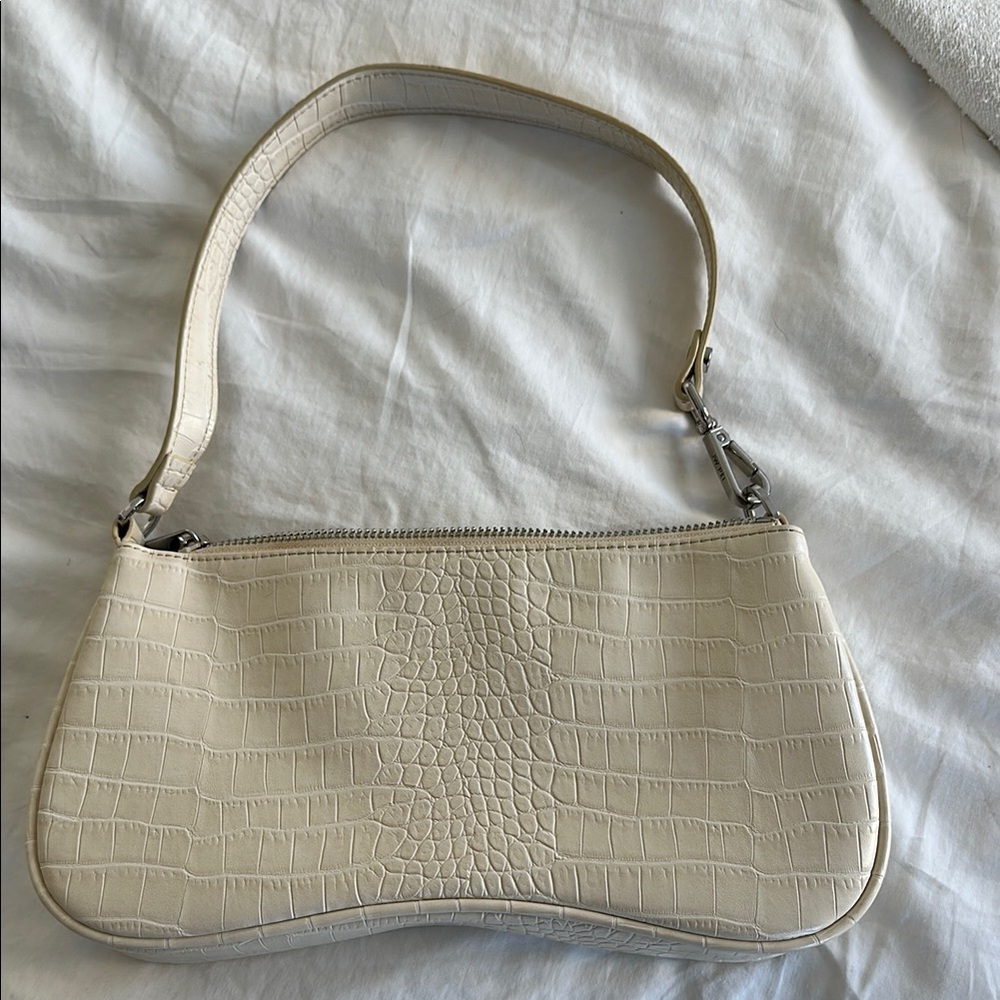 JW PEI Cream Crocodile-Embossed shoulder bag